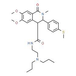 ChemSpider 2D Image | N-[2-(Dipropylamino)ethyl]-6,7-dimethoxy-2-methyl-3-[4-(methylsulfanyl)phenyl]-1-oxo-1,2,3,4-tetrahydro-4-isoquinolinecarboxamide | C28H39N3O4S