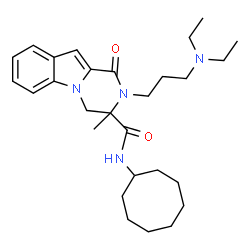 ChemSpider 2D Image | N-Cyclooctyl-2-[3-(diethylamino)propyl]-3-methyl-1-oxo-1,2,3,4-tetrahydropyrazino[1,2-a]indole-3-carboxamide | C28H42N4O2