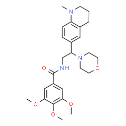 ChemSpider 2D Image | 3,4,5-Trimethoxy-N-[2-(1-methyl-1,2,3,4-tetrahydro-6-quinolinyl)-2-(4-morpholinyl)ethyl]benzamide | C26H35N3O5