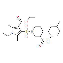 ChemSpider 2D Image | Ethyl 1-ethyl-2,5-dimethyl-4-({3-[(4-methylcyclohexyl)carbamoyl]-1-piperidinyl}sulfonyl)-1H-pyrrole-3-carboxylate | C24H39N3O5S