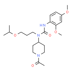 ChemSpider 2D Image | 1-(1-Acetyl-4-piperidinyl)-3-(2,4-dimethoxyphenyl)-1-(3-isopropoxypropyl)urea | C22H35N3O5