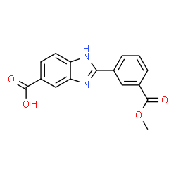 ChemSpider 2D Image | 2-(3-methoxycarbonylphenyl)-1h-benzimidazole-5-carboxylic acid | C16H12N2O4