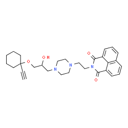 ChemSpider 2D Image | 2-[2-(4-{3-[(1-Ethynylcyclohexyl)oxy]-2-hydroxypropyl}-1-piperazinyl)ethyl]-1H-benzo[de]isoquinoline-1,3(2H)-dione | C29H35N3O4