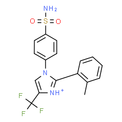 ChemSpider 2D Image | 2-(2-Methylphenyl)-1-(4-sulfamoylphenyl)-4-(trifluoromethyl)-1H-imidazol-3-ium | C17H15F3N3O2S