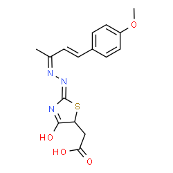 ChemSpider 2D Image | (2-{(2Z)-2-[(3E)-4-(4-Methoxyphenyl)-3-buten-2-ylidene]hydrazino}-4-oxo-4,5-dihydro-1,3-thiazol-5-yl)acetic acid | C16H17N3O4S