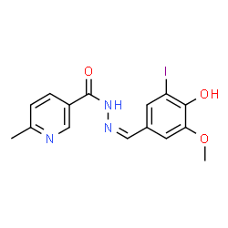 ChemSpider 2D Image | N'-[(Z)-(4-Hydroxy-3-iodo-5-methoxyphenyl)methylene]-6-methylnicotinohydrazide | C15H14IN3O3