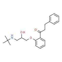 ChemSpider 2D Image | 1-(2-{2-Hydroxy-3-[(2-methyl-2-propanyl)amino]propoxy}phenyl)-3-phenyl-1-propanone | C22H29NO3