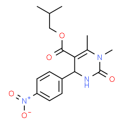 ChemSpider 2D Image | Isobutyl 1,6-dimethyl-4-(4-nitrophenyl)-2-oxo-1,2,3,4-tetrahydro-5-pyrimidinecarboxylate | C17H21N3O5