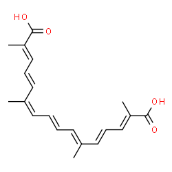 ChemSpider 2D Image | (2E,4E,6Z,8E,10E,12E,14E)-2,6,11,15-Tetramethyl-2,4,6,8,10,12,14-hexadecaheptaenedioic acid | C20H24O4