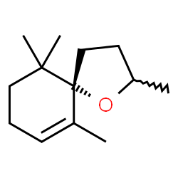 ChemSpider 2D Image | 2,6,10,10-Tetramethyl-1-oxaspiro[4.5]dec-6-ene | C13H22O
