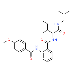 ChemSpider 2D Image | N-Isobutyl-N~2~-{2-[(4-methoxybenzoyl)amino]benzoyl}isoleucinamide | C25H33N3O4