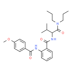 ChemSpider 2D Image | N-[1-(Dipropylamino)-3-methyl-1-oxo-2-butanyl]-2-[(4-methoxybenzoyl)amino]benzamide | C26H35N3O4
