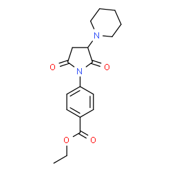 ChemSpider 2D Image | Ethyl 4-[2,5-dioxo-3-(1-piperidinyl)-1-pyrrolidinyl]benzoate | C18H22N2O4