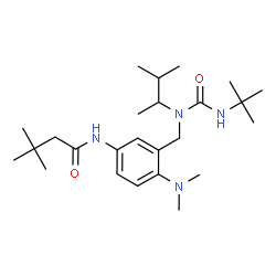 ChemSpider 2D Image | N-[4-(Dimethylamino)-3-({(3-methyl-2-butanyl)[(2-methyl-2-propanyl)carbamoyl]amino}methyl)phenyl]-3,3-dimethylbutanamide | C25H44N4O2