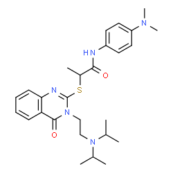 ChemSpider 2D Image | 2-({3-[2-(Diisopropylamino)ethyl]-4-oxo-3,4-dihydro-2-quinazolinyl}sulfanyl)-N-[4-(dimethylamino)phenyl]propanamide | C27H37N5O2S
