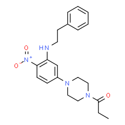ChemSpider 2D Image | 1-(4-{4-Nitro-3-[(2-phenylethyl)amino]phenyl}-1-piperazinyl)-1-propanone | C21H26N4O3
