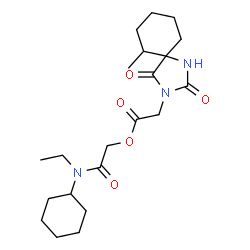 ChemSpider 2D Image | 2-[Cyclohexyl(ethyl)amino]-2-oxoethyl (6-methyl-2,4-dioxo-1,3-diazaspiro[4.5]dec-3-yl)acetate | C21H33N3O5