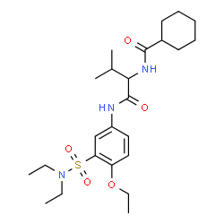 ChemSpider 2D Image | N-(1-{[3-(Diethylsulfamoyl)-4-ethoxyphenyl]amino}-3-methyl-1-oxo-2-butanyl)cyclohexanecarboxamide | C24H39N3O5S