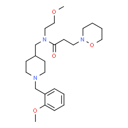 ChemSpider 2D Image | N-{[1-(2-Methoxybenzyl)-4-piperidinyl]methyl}-N-(2-methoxyethyl)-3-(1,2-oxazinan-2-yl)propanamide | C24H39N3O4