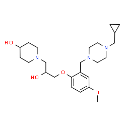 ChemSpider 2D Image | 1-[3-(2-{[4-(Cyclopropylmethyl)-1-piperazinyl]methyl}-4-methoxyphenoxy)-2-hydroxypropyl]-4-piperidinol | C24H39N3O4