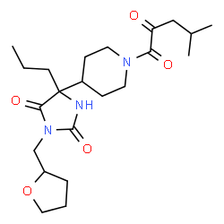 ChemSpider 2D Image | 5-[1-(4-Methyl-2-oxopentanoyl)-4-piperidinyl]-5-propyl-3-(tetrahydro-2-furanylmethyl)-2,4-imidazolidinedione | C22H35N3O5