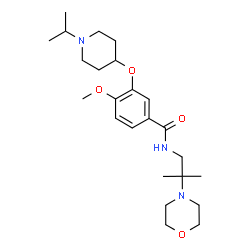 ChemSpider 2D Image | 3-[(1-Isopropyl-4-piperidinyl)oxy]-4-methoxy-N-[2-methyl-2-(4-morpholinyl)propyl]benzamide | C24H39N3O4