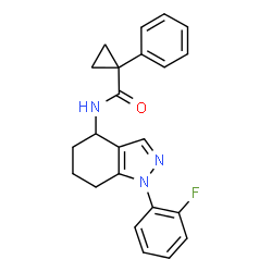 ChemSpider 2D Image | N-[1-(2-Fluorophenyl)-4,5,6,7-tetrahydro-1H-indazol-4-yl]-1-phenylcyclopropanecarboxamide | C23H22FN3O