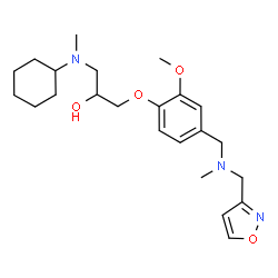 ChemSpider 2D Image | 1-[Cyclohexyl(methyl)amino]-3-(2-methoxy-4-{[methyl(1,2-oxazol-3-ylmethyl)amino]methyl}phenoxy)-2-propanol | C23H35N3O4