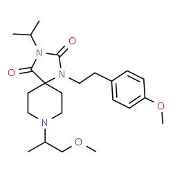 ChemSpider 2D Image | 3-Isopropyl-1-[2-(4-methoxyphenyl)ethyl]-8-(1-methoxy-2-propanyl)-1,3,8-triazaspiro[4.5]decane-2,4-dione | C23H35N3O4
