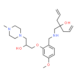 ChemSpider 2D Image | 4-[({2-[2-Hydroxy-3-(4-methyl-1-piperazinyl)propoxy]-4-methoxybenzyl}amino)methyl]-1,6-heptadien-4-ol | C24H39N3O4