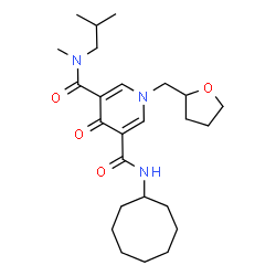 ChemSpider 2D Image | N'-Cyclooctyl-N-isobutyl-N-methyl-4-oxo-1-(tetrahydro-2-furanylmethyl)-1,4-dihydro-3,5-pyridinedicarboxamide | C25H39N3O4