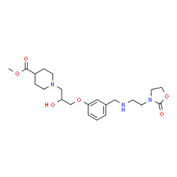 ChemSpider 2D Image | Methyl 1-{2-hydroxy-3-[3-({[2-(2-oxo-1,3-oxazolidin-3-yl)ethyl]amino}methyl)phenoxy]propyl}-4-piperidinecarboxylate | C22H33N3O6