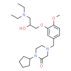 ChemSpider 2D Image | 1-Cyclopentyl-4-{3-[3-(diethylamino)-2-hydroxypropoxy]-4-methoxybenzyl}-2-piperazinone | C24H39N3O4
