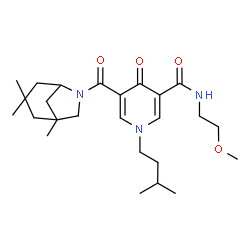 ChemSpider 2D Image | N-(2-Methoxyethyl)-1-(3-methylbutyl)-4-oxo-5-[(1,3,3-trimethyl-6-azabicyclo[3.2.1]oct-6-yl)carbonyl]-1,4-dihydro-3-pyridinecarboxamide | C25H39N3O4