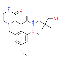 ChemSpider 2D Image | 2-[1-(3,5-Dimethoxybenzyl)-3-oxo-2-piperazinyl]-N-(3-hydroxy-2,2-dimethylpropyl)acetamide | C20H31N3O5