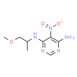 ChemSpider 2D Image | N-(1-Methoxy-2-propanyl)-5-nitro-4,6-pyrimidinediamine | C8H13N5O3