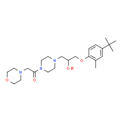 ChemSpider 2D Image | 1-(4-{2-Hydroxy-3-[2-methyl-4-(2-methyl-2-propanyl)phenoxy]propyl}-1-piperazinyl)-2-(4-morpholinyl)ethanone | C24H39N3O4