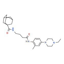 ChemSpider 2D Image | N-(4-{[4-(4-Ethyl-1-piperazinyl)-2-methylphenyl]amino}-4-oxobutyl)-1-adamantanecarboxamide | C28H42N4O2