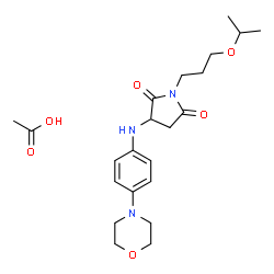 ChemSpider 2D Image | 1-(3-Isopropoxypropyl)-3-{[4-(4-morpholinyl)phenyl]amino}-2,5-pyrrolidinedione acetate (1:1) | C22H33N3O6