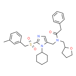ChemSpider 2D Image | N-({1-Cyclohexyl-2-[(3-methylbenzyl)sulfonyl]-1H-imidazol-5-yl}methyl)-2-phenyl-N-(tetrahydro-2-furanylmethyl)acetamide | C31H39N3O4S