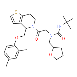 ChemSpider 2D Image | 1-(2-{4-[(2,4-Dimethylphenoxy)methyl]-6,7-dihydrothieno[3,2-c]pyridin-5(4H)-yl}-2-oxoethyl)-3-(2-methyl-2-propanyl)-1-(tetrahydro-2-furanylmethyl)urea | C28H39N3O4S