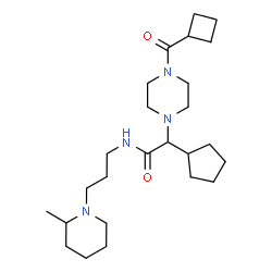 ChemSpider 2D Image | 2-[4-(Cyclobutylcarbonyl)-1-piperazinyl]-2-cyclopentyl-N-[3-(2-methyl-1-piperidinyl)propyl]acetamide | C25H44N4O2