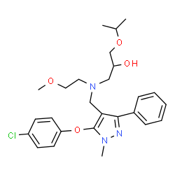 ChemSpider 2D Image | 1-[{[5-(4-Chlorophenoxy)-1-methyl-3-phenyl-1H-pyrazol-4-yl]methyl}(2-methoxyethyl)amino]-3-isopropoxy-2-propanol | C26H34ClN3O4
