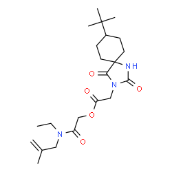 ChemSpider 2D Image | 2-[Ethyl(2-methyl-2-propen-1-yl)amino]-2-oxoethyl [8-(2-methyl-2-propanyl)-2,4-dioxo-1,3-diazaspiro[4.5]dec-3-yl]acetate | C22H35N3O5