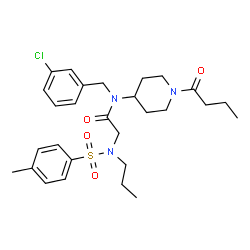 ChemSpider 2D Image | N-(1-Butyryl-4-piperidinyl)-N-(3-chlorobenzyl)-N~2~-[(4-methylphenyl)sulfonyl]-N~2~-propylglycinamide | C28H38ClN3O4S
