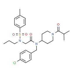 ChemSpider 2D Image | N-(4-Chlorobenzyl)-N-(1-isobutyryl-4-piperidinyl)-N~2~-[(4-methylphenyl)sulfonyl]-N~2~-propylglycinamide | C28H38ClN3O4S
