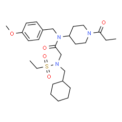 ChemSpider 2D Image | N~2~-(Cyclohexylmethyl)-N~2~-(ethylsulfonyl)-N-(4-methoxybenzyl)-N-(1-propionyl-4-piperidinyl)glycinamide | C27H43N3O5S