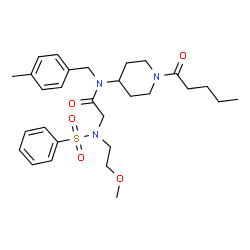 ChemSpider 2D Image | N~2~-(2-Methoxyethyl)-N-(4-methylbenzyl)-N-(1-pentanoyl-4-piperidinyl)-N~2~-(phenylsulfonyl)glycinamide | C29H41N3O5S