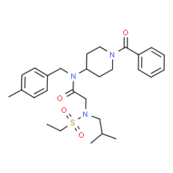 ChemSpider 2D Image | N-(1-Benzoyl-4-piperidinyl)-N~2~-(ethylsulfonyl)-N~2~-isobutyl-N-(4-methylbenzyl)glycinamide | C28H39N3O4S