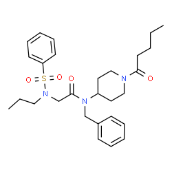 ChemSpider 2D Image | N-Benzyl-N-(1-pentanoyl-4-piperidinyl)-N~2~-(phenylsulfonyl)-N~2~-propylglycinamide | C28H39N3O4S